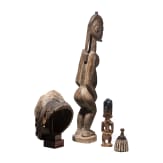 A Nigerian/Malian Gelede mask, ibori and two figures, 20th century
