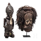 A Congolese cihongo mask of the Chokwe and a small Songye "fetish figure"