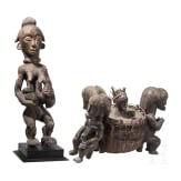 A Gabonese female figure of the Punu and a relic shrine of the Fang, 20th century