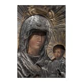 A Russian icon showing the Smolenskaya Mother of God with silver oklad, late 19th century (icon), Kostroma, 1898 (oklad)