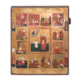 A large Russian icon showing the life of Saint Yulitta and her son Kirik, Vetka, 2nd half of the 19th century
