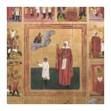 A large Russian icon showing the life of Saint Yulitta and her son Kirik, Vetka, 2nd half of the 19th century