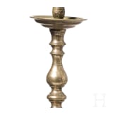 A pair of small German Baroque pricket candlesticks made of brass, circa 1700