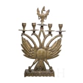A four-light brass candelabra with double eagle, circa 1900