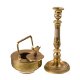 A brass candlestick and an Art Deco tea pot, late 19th century and G&ouml;ppingen, Fischer F.&R. AG, circa 1905