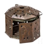 An ornate northern German copper foot warmer, Hannover/Brunswick, circa 1720