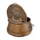 A copper bucket for fish, Nuremberg, dated 1716