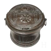 A large South German or Swiss lidded water container, circa 1700