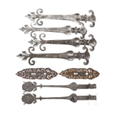 Eight German iron fittings, 18th century