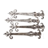 Eight German iron fittings, 18th century
