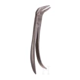 A pair of German engraved iron dental tongs, circa 1800