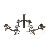Three wrought iron lamps, probably German, early 20th century