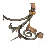 Three wrought iron lamps, probably German, early 20th century