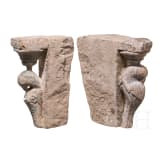 Two Italian limestone fragments with birds, 15th century