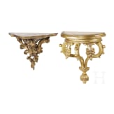 Two wall brackets / console tables, probably German, 19th/20th century
