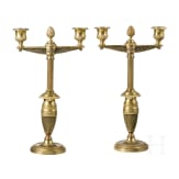 Two French brass candlesticks in Empire style, 2nd half of the 19th century