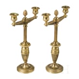 Two French brass candlesticks in Empire style, 2nd half of the 19th century
