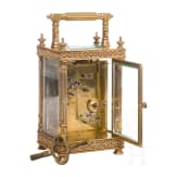 An antique French travelling clock with alarm function, late 19th century