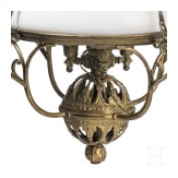 A German brass chandelier with glass dome, circa 1910