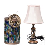 A Venetian hanging lamp with Murano glass lampshade and a desk lamp, 1st half of the 20th century