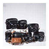Eight ever-ready bags for Zeiss Ikon, Contarex, Contaflex, Ikonta and a lens case