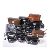 Five leather bags and six lens cases