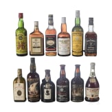 Twelve bottles of whiskey and port from USA/Ireland/Scotland etc., 1960s/70s