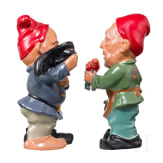 Konrad Adenauer and Nikita Khrushchev as garden gnomes, German, 1950s/60s
