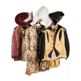 Three Venetian carnival costumes with masks, late 20th century