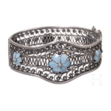 A Soviet silver bracelet set with enamel flowers, after 1958