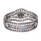 A Soviet silver bracelet set with enamel flowers, after 1958