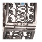 A Soviet silver bracelet set with enamel flowers, after 1958