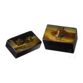 Two Russian papier mach&eacute; and lacquer boxes, late 19th century