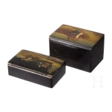Two Russian papier mach&eacute; and lacquer boxes, late 19th century