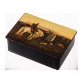 A Soviet papier m&acirc;ch&eacute; and lacquer box with boyar, circa 1930