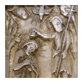 A silver-mounted mother-of-pearl carving showing the Baptism of Christ, late 19th century