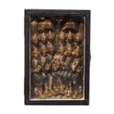 A carved wax icon showing the Twelve Apostles with case (Kiot), 20th century