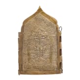 Two Russian bronze icons - a large cross and a tetraptych, 19th/20th century