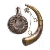 Two powder flasks, 19th century