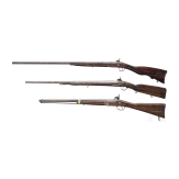 Three percussion flintlocks, 19th century