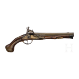 A Belgian flintlock pistol with brass barrel, Thiermay in Li&egrave;ge, circa 1740