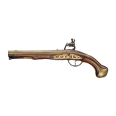 A Belgian flintlock pistol with brass barrel, Thiermay in Li&egrave;ge, circa 1740