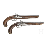 A pair of French percussion pistols, circa 1760