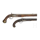 A percussion pistol by Kuchenreuter, circa 1780, and a percussion pistol as a collector's item made using old parts