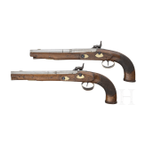 A pair of French percussion pistols, circa 1800