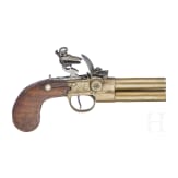 A double-barreled boxlock pistol, probably Belgian, circa 1800