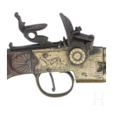 A Belgian double-barrelled boxlock pistol, Liege, circa 1800