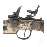 A Belgian double-barrelled boxlock pistol, Liege, circa 1800