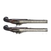 A cased pair of English percussion pistols, circa 1810