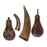 Four powder flasks, 19th century